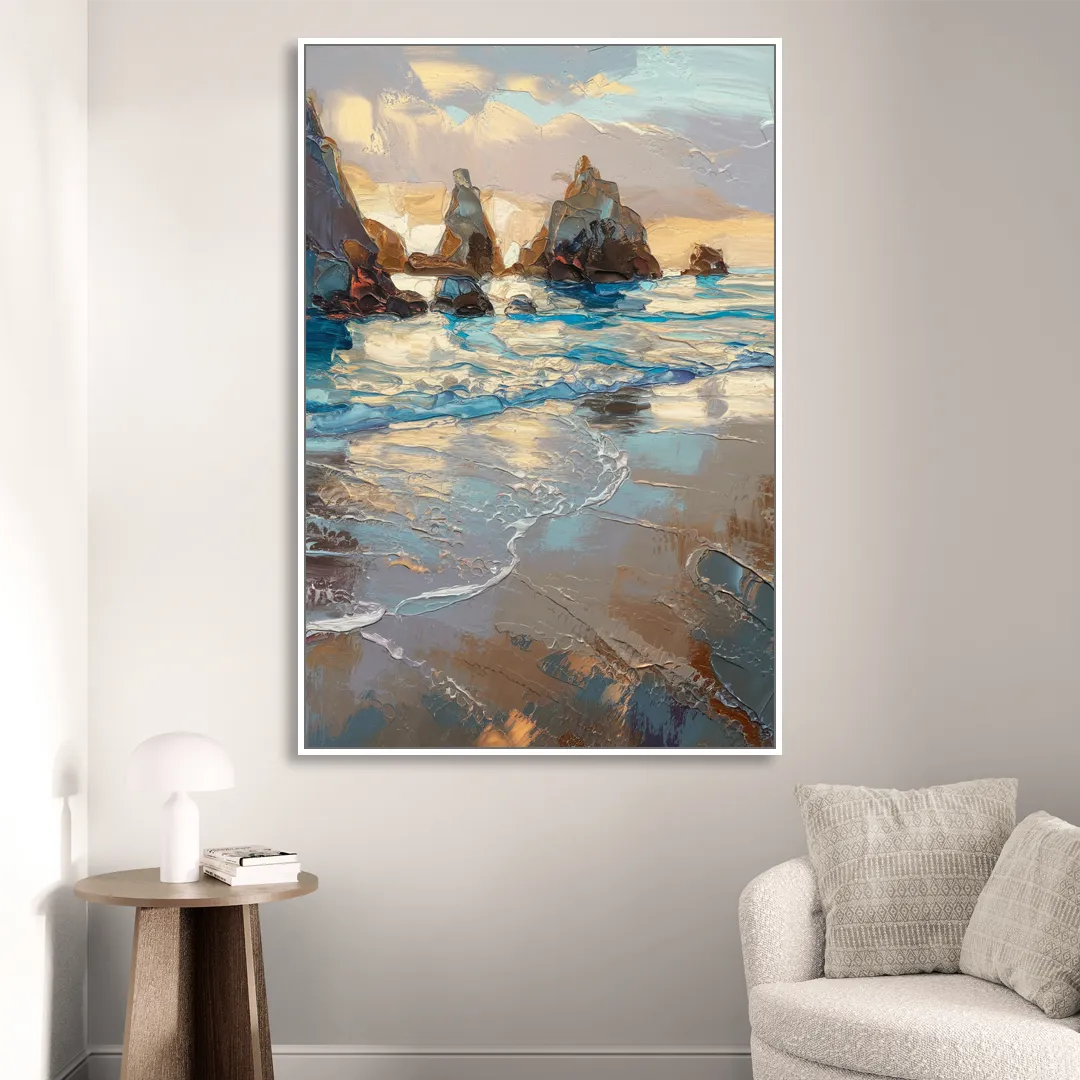 Bandon Seaside Serenity Living Room - White Canvas Wall Art