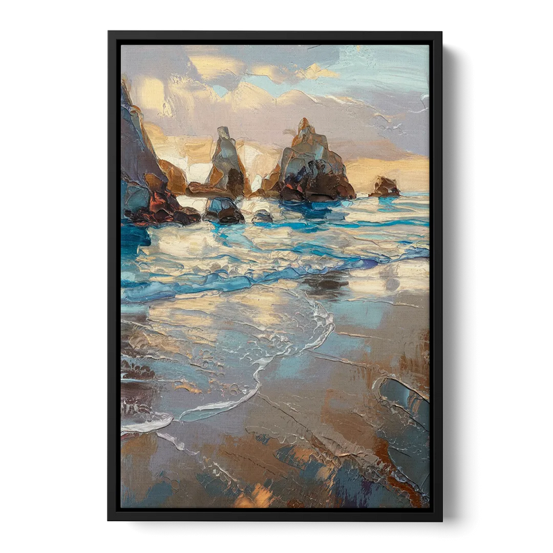 Bandon Seaside Serenity Front - Black Canvas Wall Art