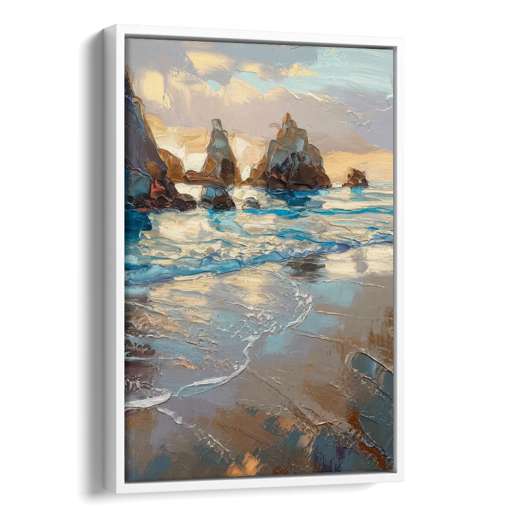 Bandon Seaside Serenity Side - White Canvas Wall Art