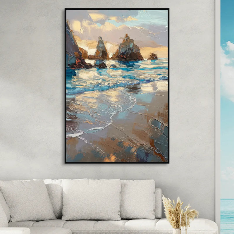 Bandon Seaside Serenity Sitting Room - Black Canvas Wall Art