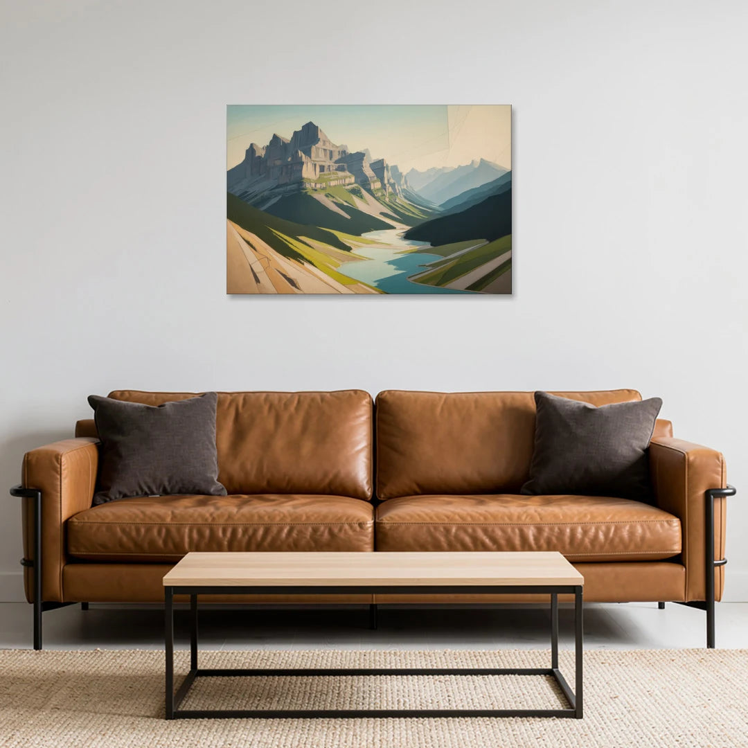 Banff Alpine Peaks - Canvas Wall Art - Sofa - 36x24