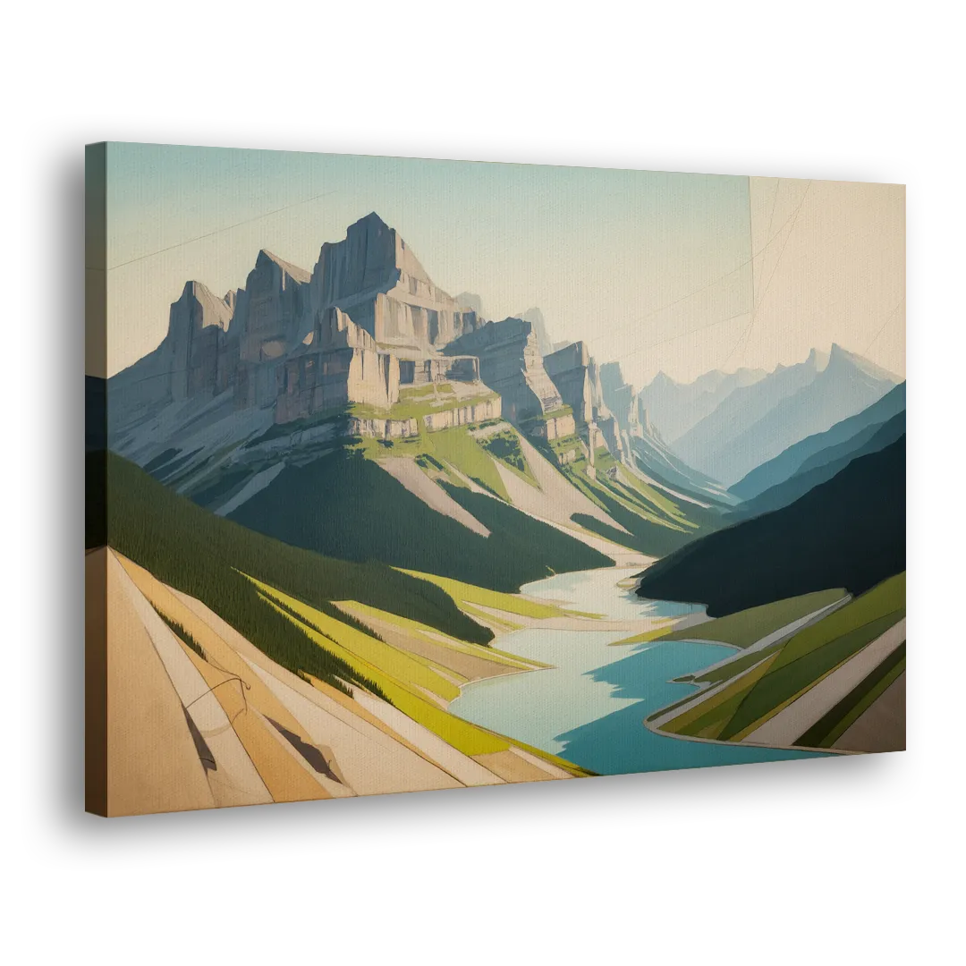 Banff Alpine Peaks Side - Canvas Wall Art