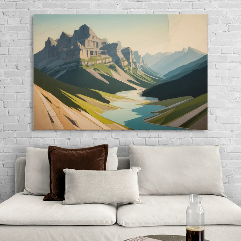 Banff Alpine Peaks Sitting Room - Canvas Wall Art