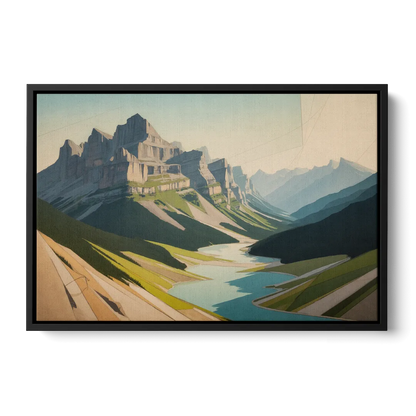 Banff Alpine Peaks Front - Black Canvas Wall Art