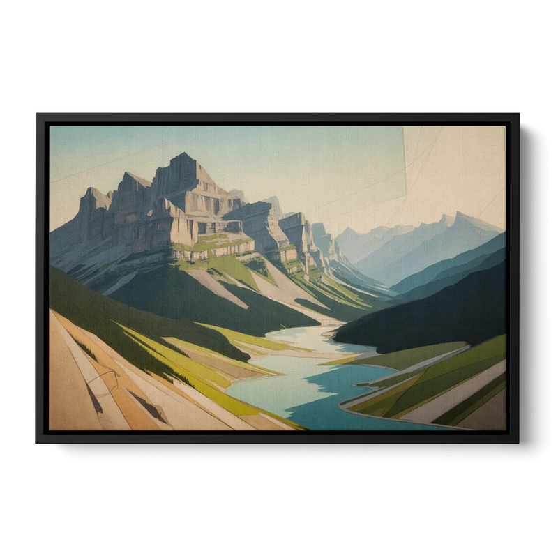 Banff Alpine Peaks Front - Black Canvas Wall Art