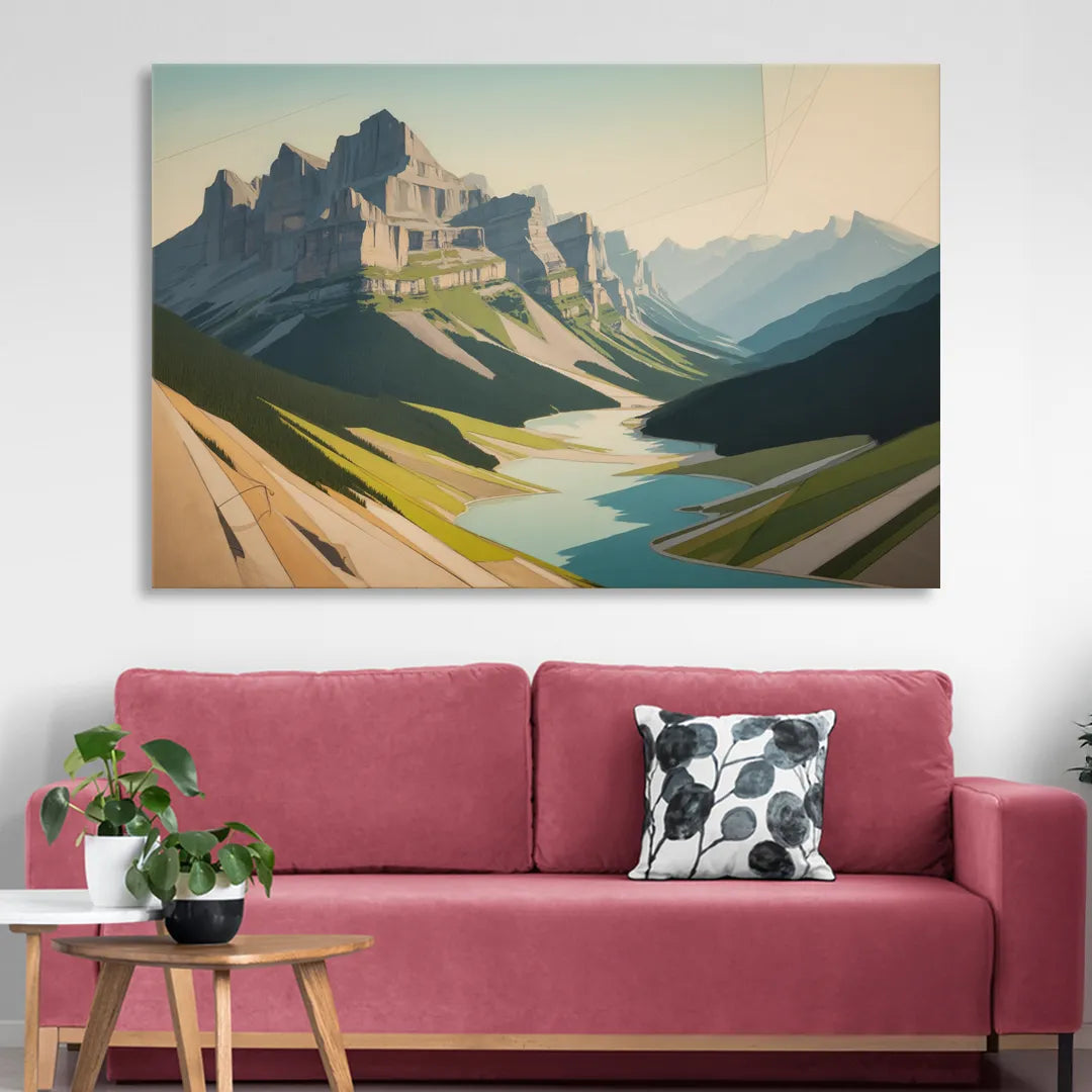 Banff Alpine Peaks Living Room - Canvas Wall Art