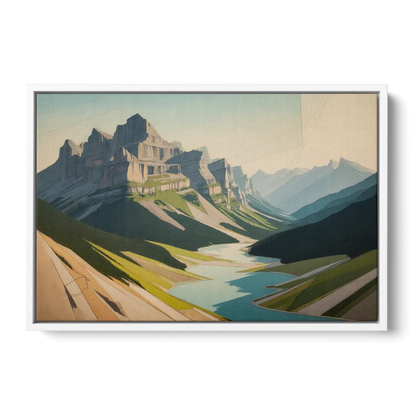 Banff Alpine Peaks Front - White Canvas Wall Art