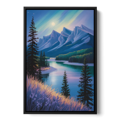 Banff National Park at Night - Black Framed Canvas Wall Art - Front