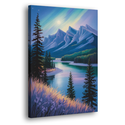 Banff National Park at Night - Canvas Wall Art - Side