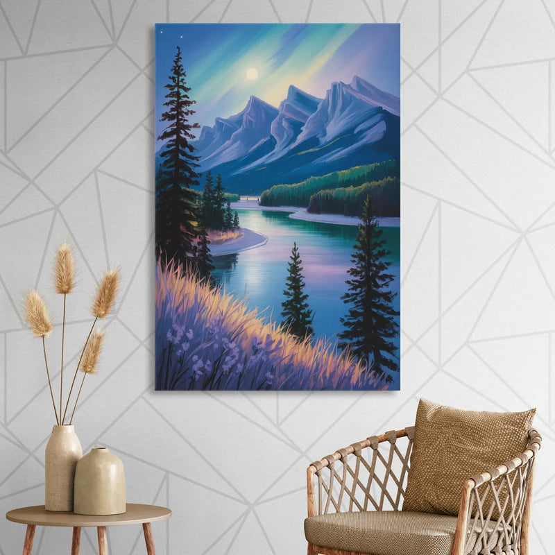 Banff National Park at Night Sitting Room - Canvas Wall Art