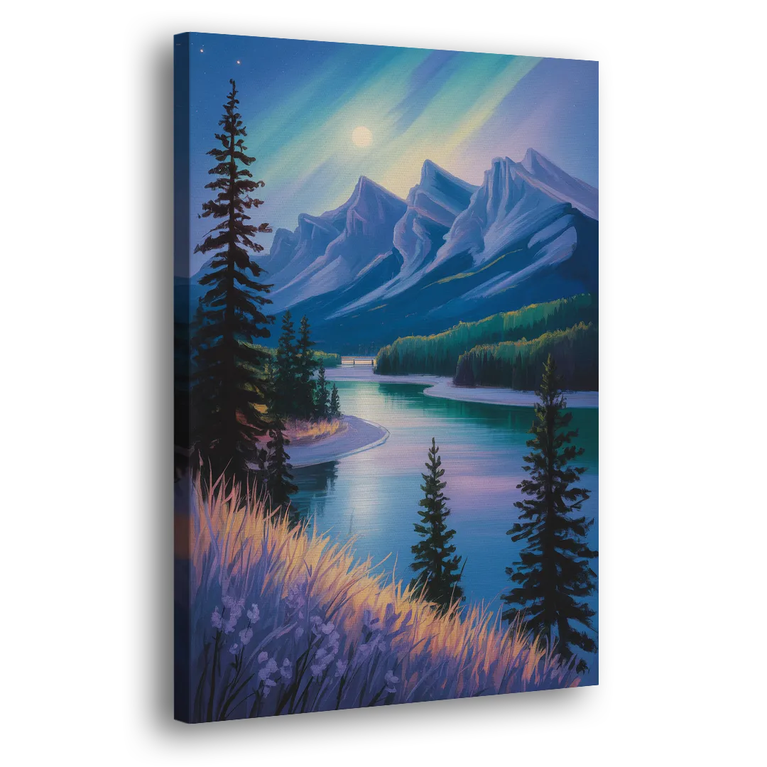 Banff National Park at Night Side - Canvas Wall Art