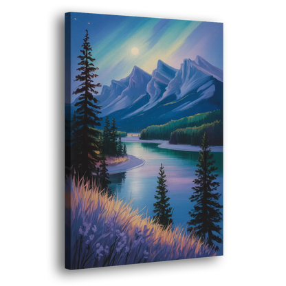 Banff National Park at Night Side - Canvas Wall Art