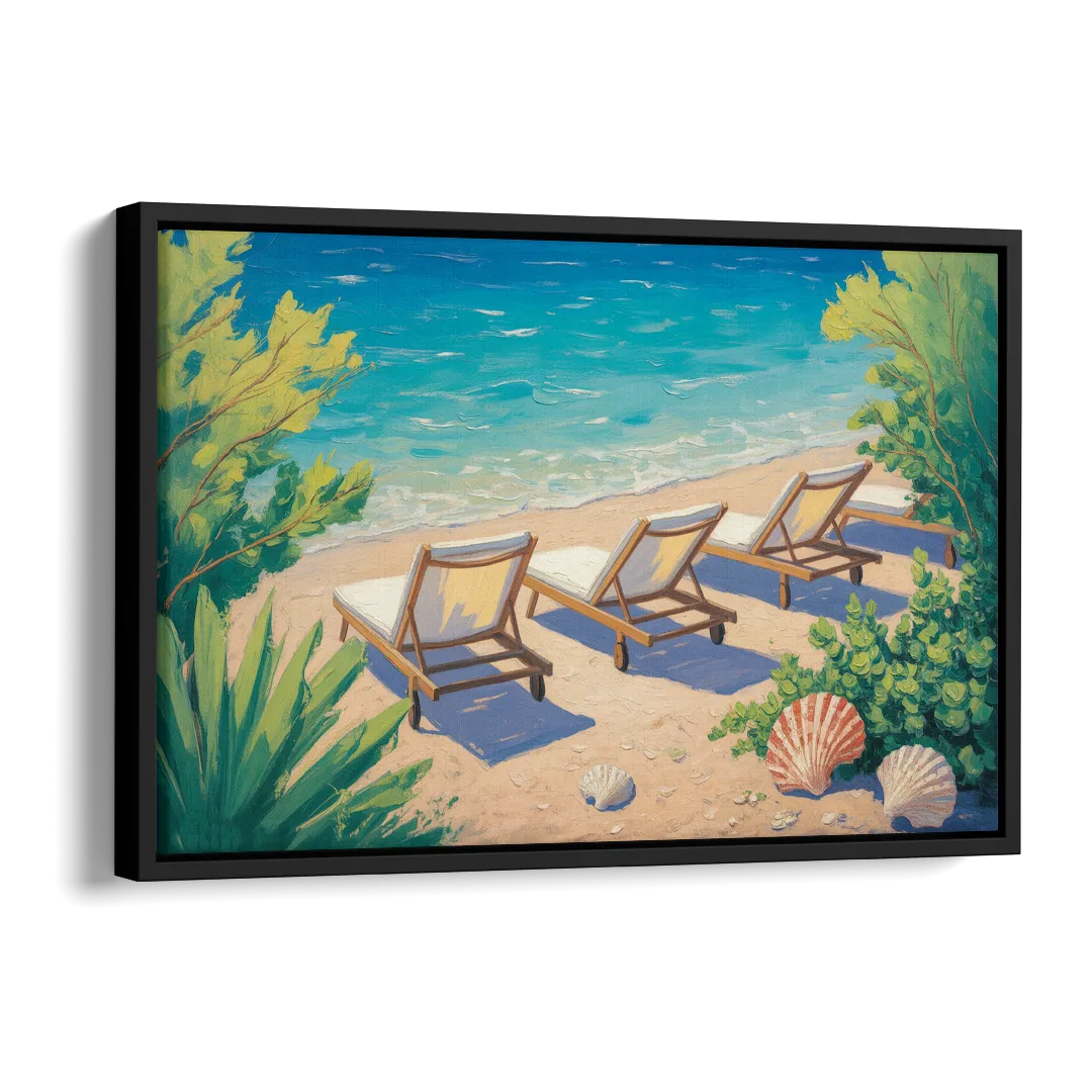 Banje Beach Bliss Side - Black Canvas Wall Art