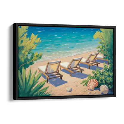 Banje Beach Bliss Side - Black Canvas Wall Art