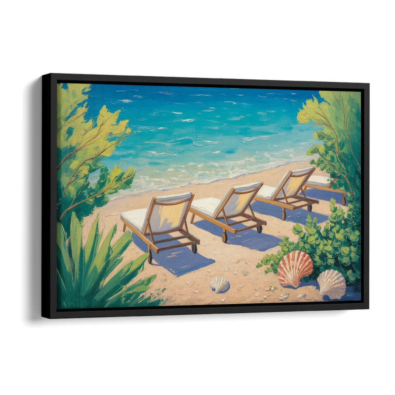 Banje Beach Bliss Side - Black Canvas Wall Art