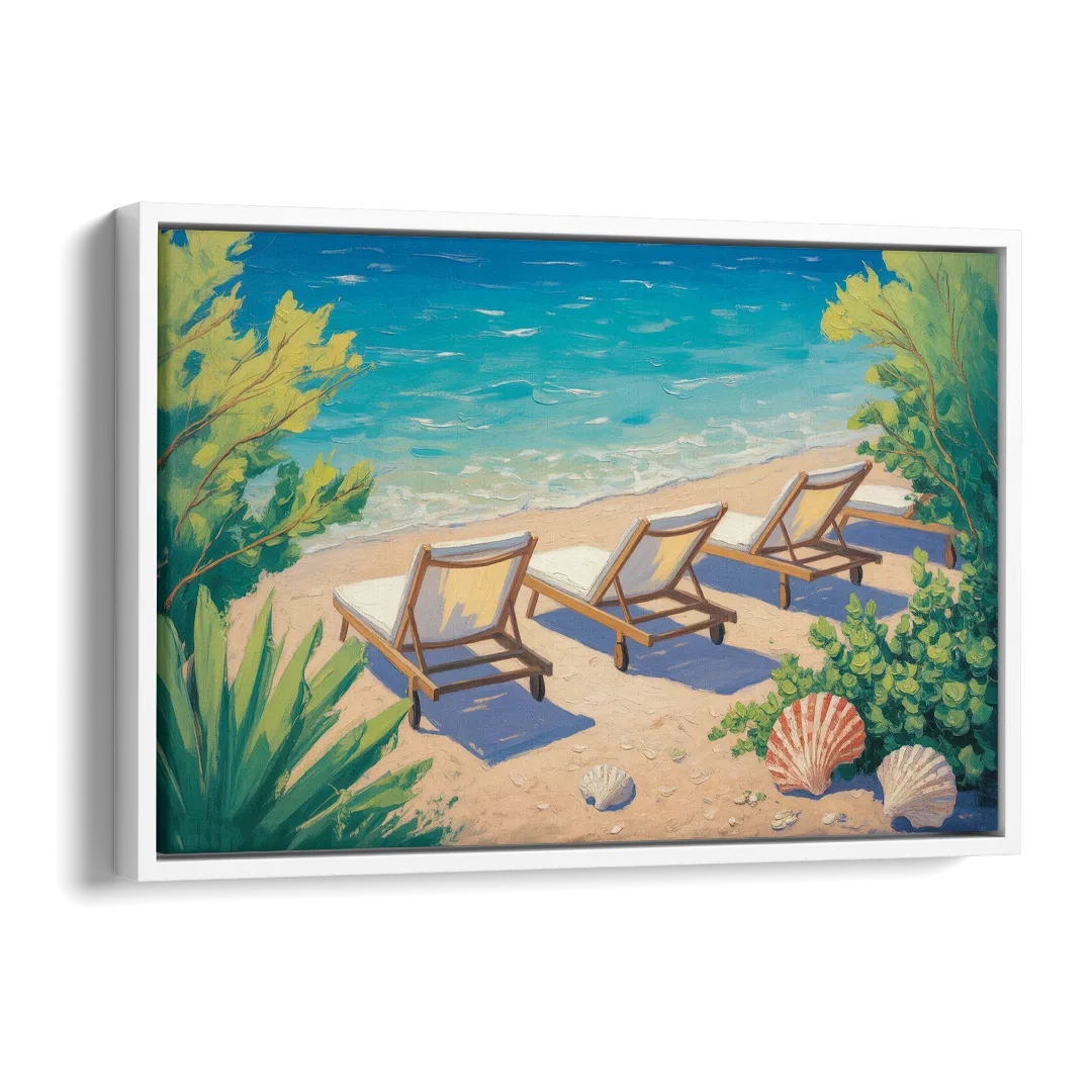 Banje Beach Bliss Side - White Canvas Wall Art