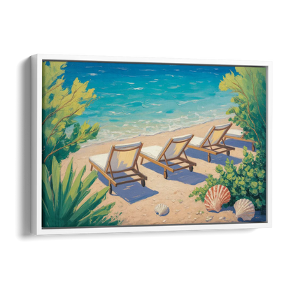 Banje Beach Bliss Side - White Canvas Wall Art