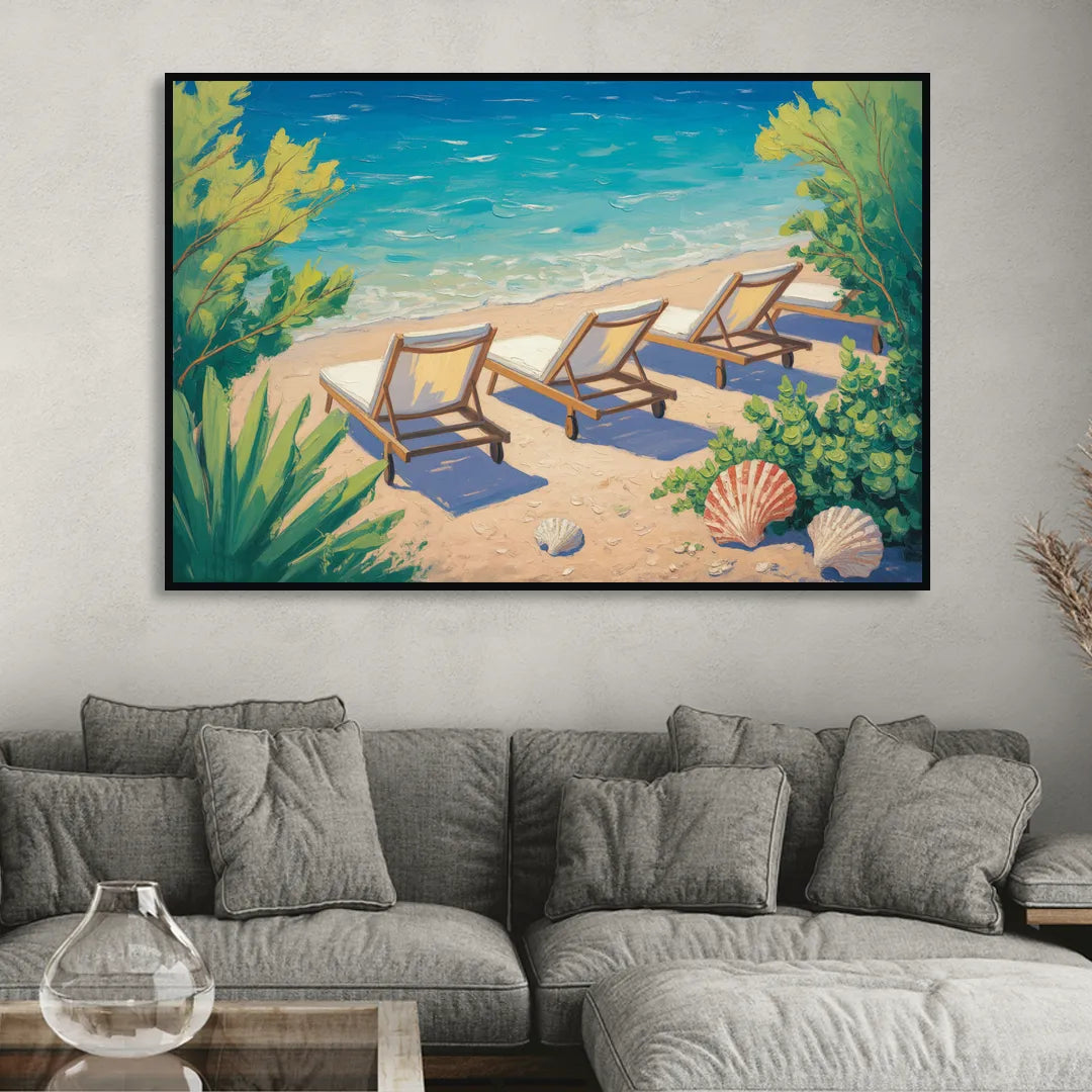 Banje Beach Bliss Living Room - Black Canvas Wall Art