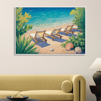 Banje Beach Bliss Living Room - White Canvas Wall Art