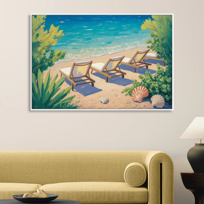 Banje Beach Bliss Living Room - White Canvas Wall Art