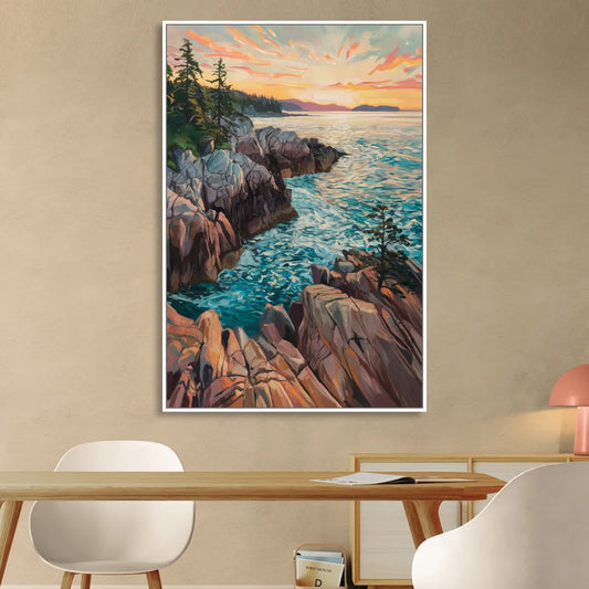 Bar Harbor Acadia National Park Living Room - White Canvas Wall Art