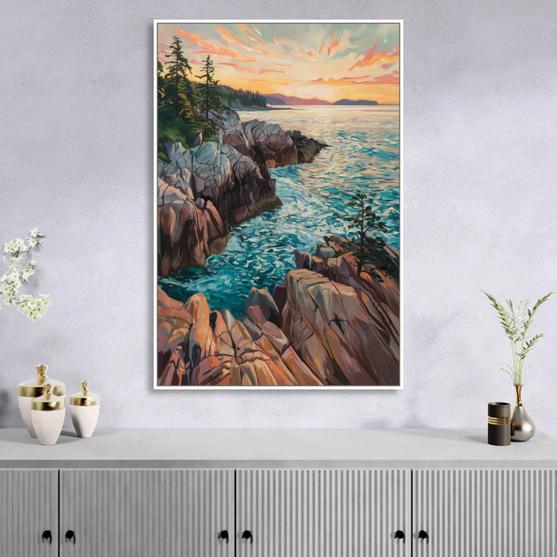 Bar Harbor Acadia National Park Sitting Room - White Canvas Wall Art