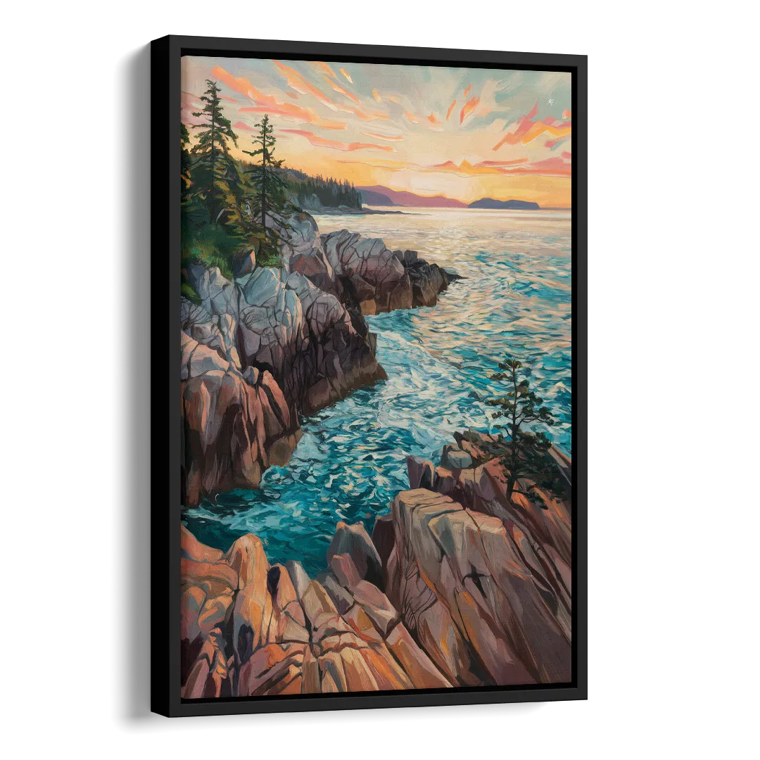 Bar Harbor Acadia National Park Side - Black Canvas Wall Art