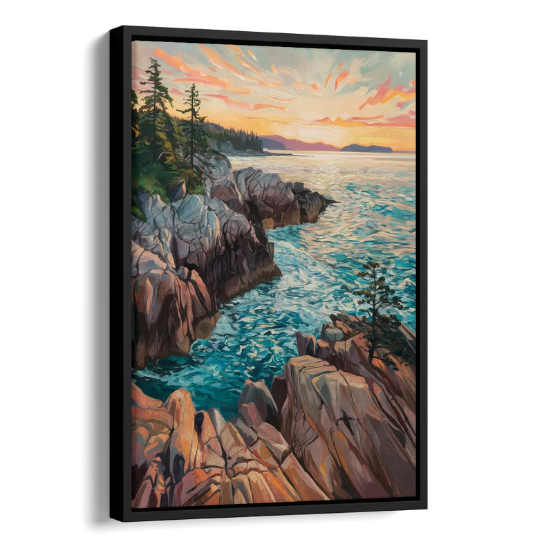 Bar Harbor Acadia National Park Side - Black Canvas Wall Art
