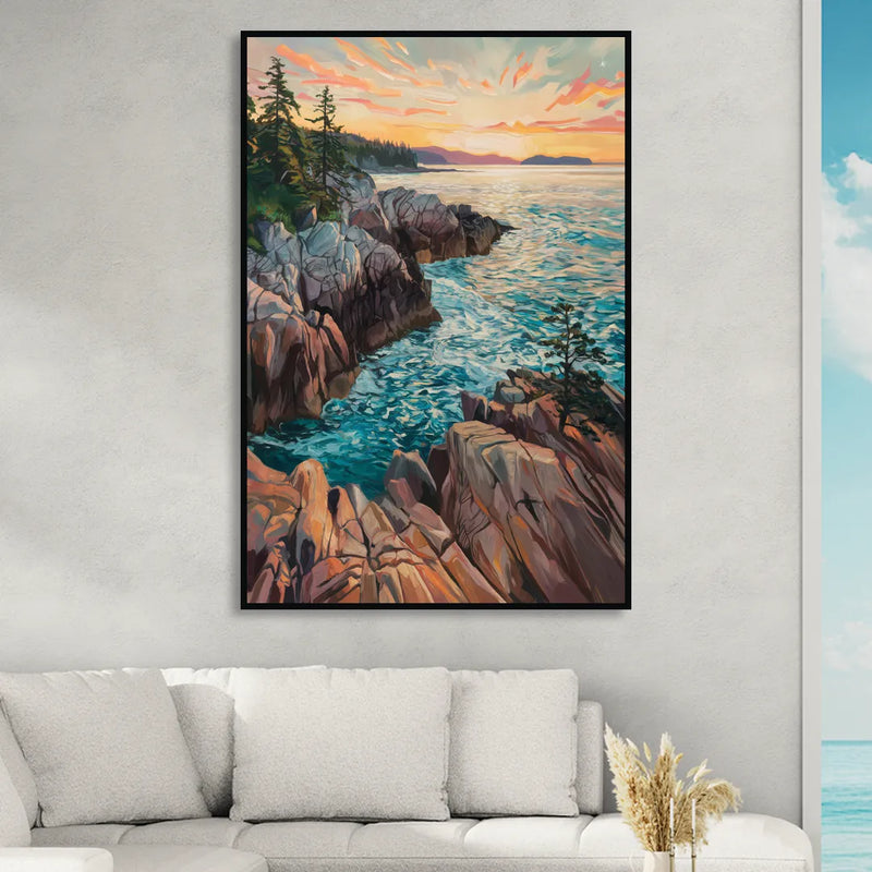Bar Harbor Acadia National Park Living Room - Black Canvas Wall Art