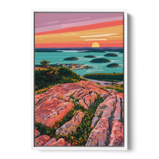 Bar Harbor Acadia National Park - White Framed Canvas Wall Art - Front