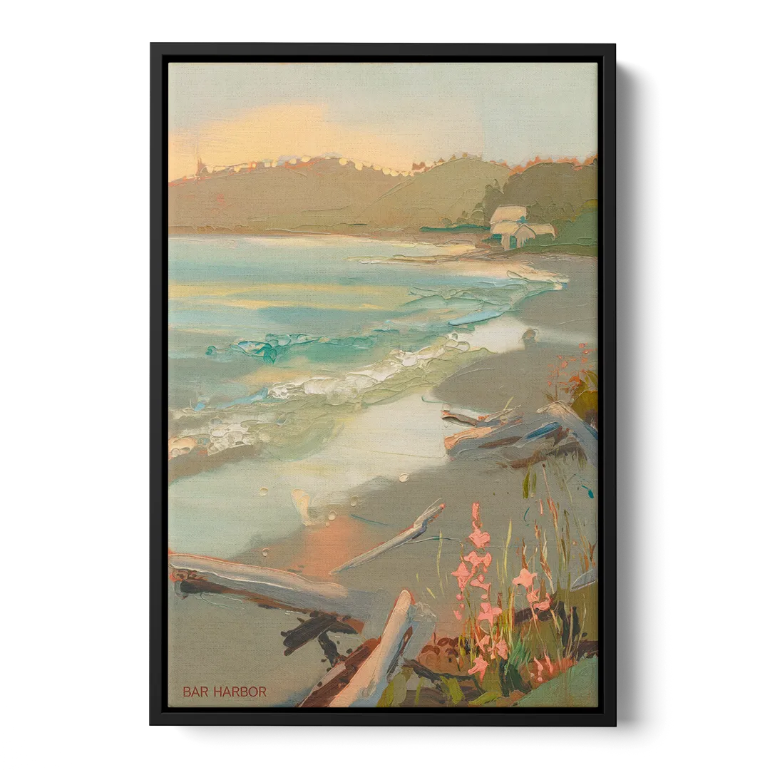 Bar Harbor Coastal Serenity Front - Black Canvas Wall Art