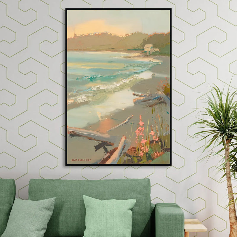 Bar Harbor Coastal Serenity Sitting Room - Black Canvas Wall Art
