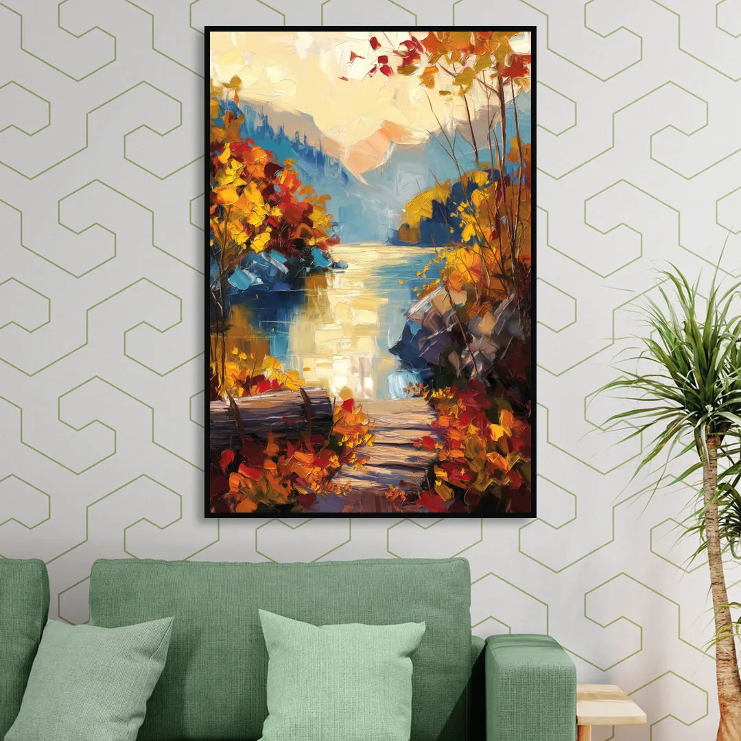 Bar Harbor Fall Foliage Views Living Room - Black Canvas Wall Art