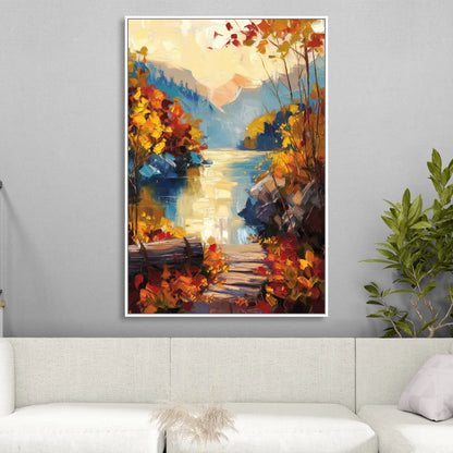 Bar Harbor Fall Foliage Views Sitting Room - White Canvas Wall Art