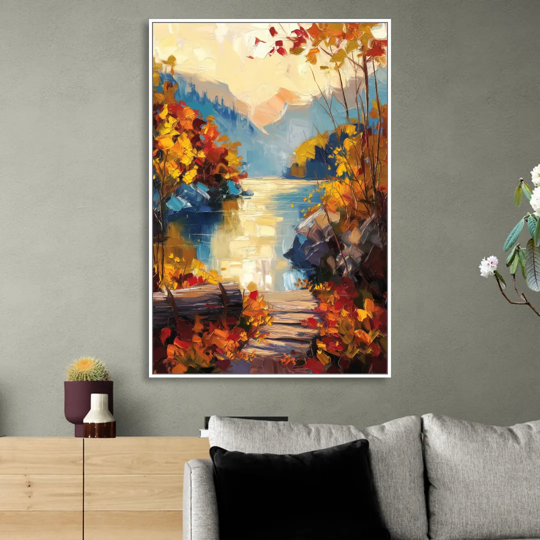 Bar Harbor Fall Foliage Views Living Room - White Canvas Wall Art