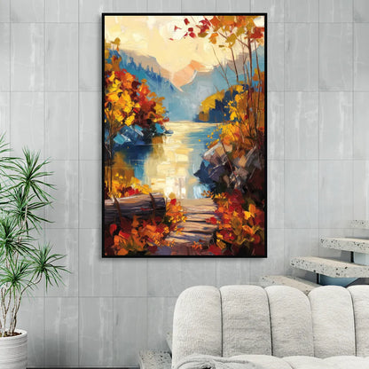 Bar Harbor Fall Foliage Views Sitting Room - Black Canvas Wall Art