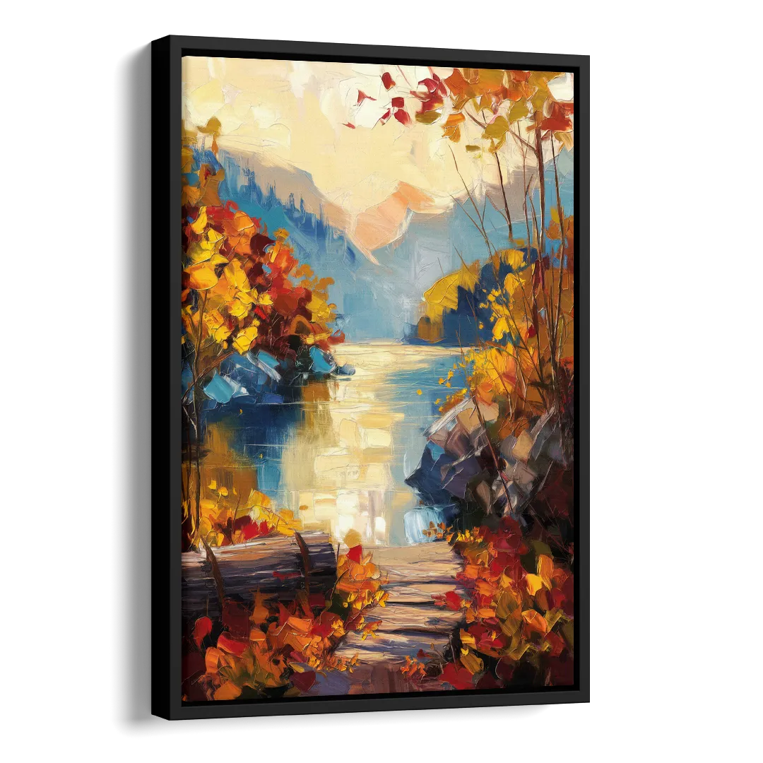 Bar Harbor Fall Foliage Views Side - Black Canvas Wall Art