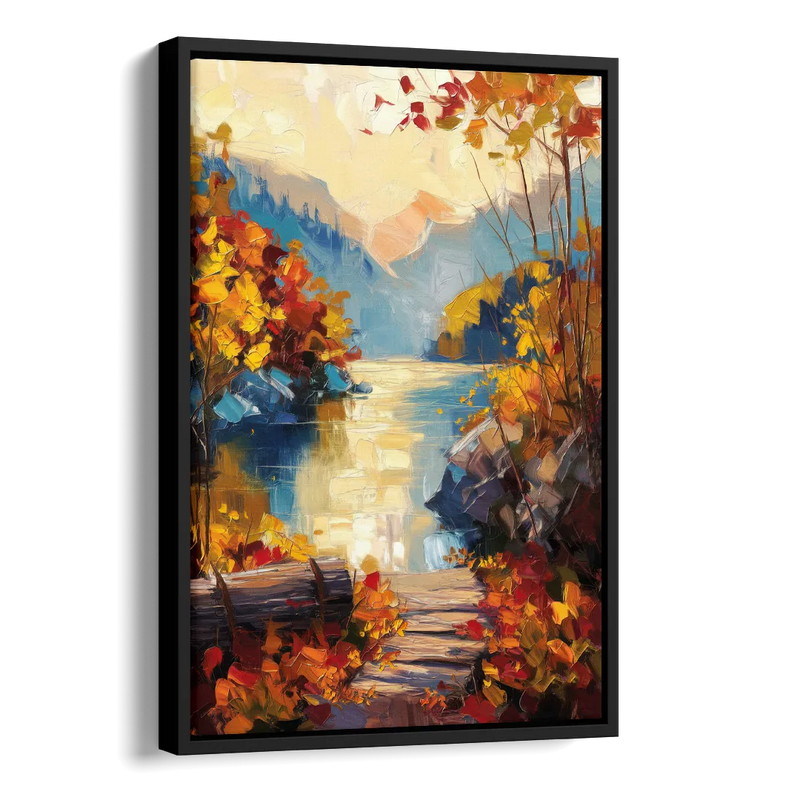 Bar Harbor Fall Foliage Views Side - Black Canvas Wall Art