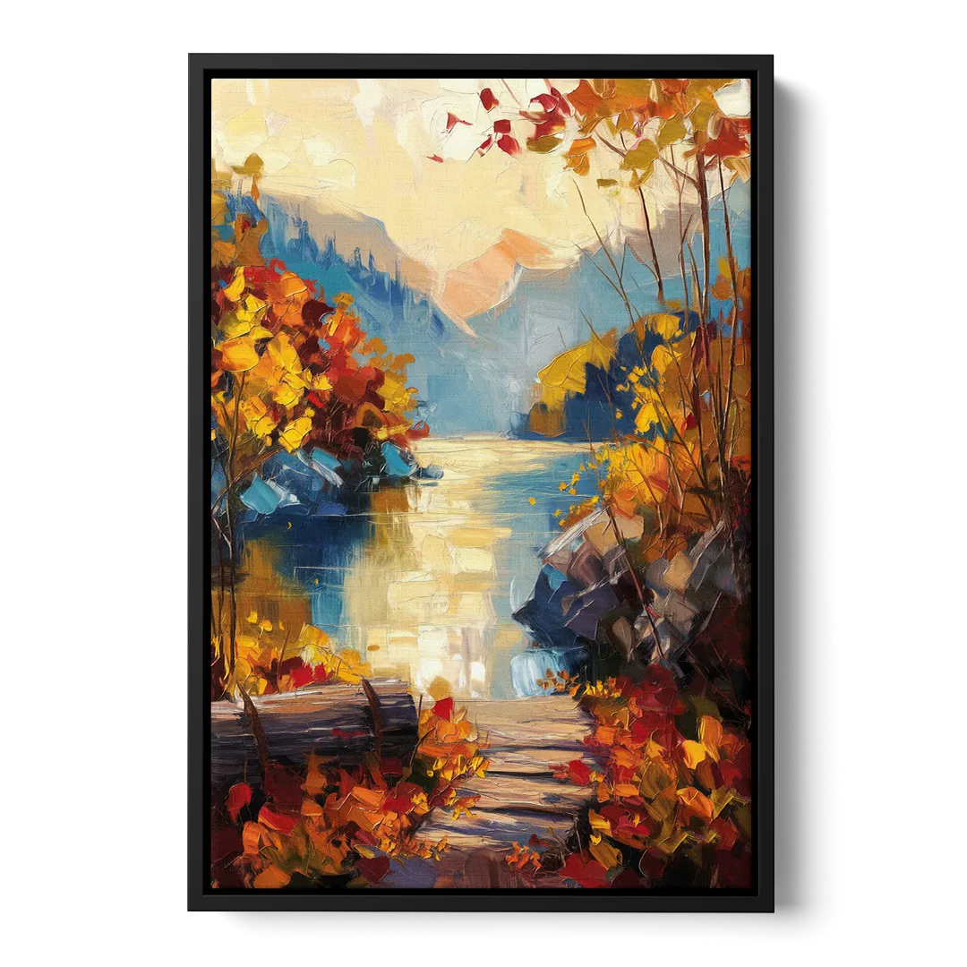 Bar Harbor Fall Foliage Views Front - Black Canvas Wall Art