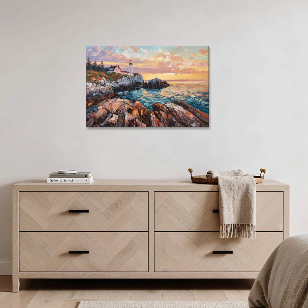 Bar Harbor Lighthouse Landscape - Canvas Wall Art - Coffee Table - 36x24
