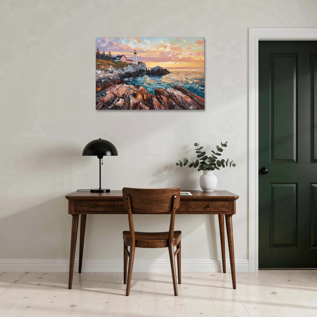 Bar Harbor Lighthouse Landscape - Canvas Wall Art - Office - 36x24