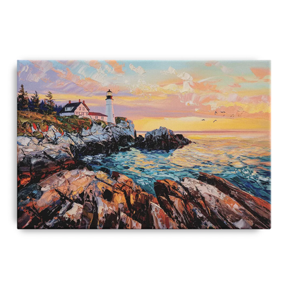 Bar Harbor Lighthouse Landscape Front - Canvas Wall Art