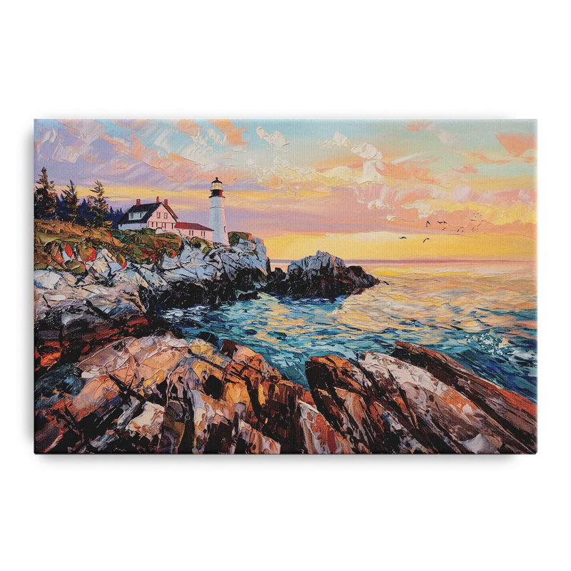 Bar Harbor Lighthouse Landscape Front - Canvas Wall Art