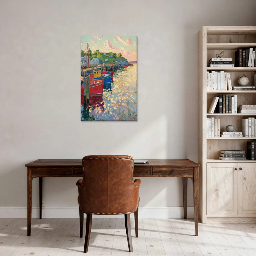 Bar Harbor Lobster Boats Harbor - Canvas Wall Art - Office - 24x36