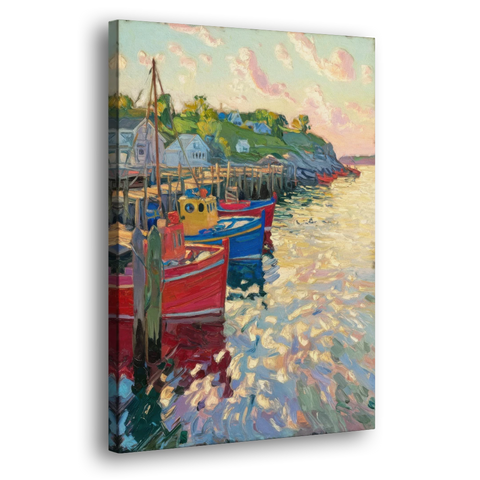 Bar Harbor Lobster Boats Harbor - Canvas Wall Art - Side