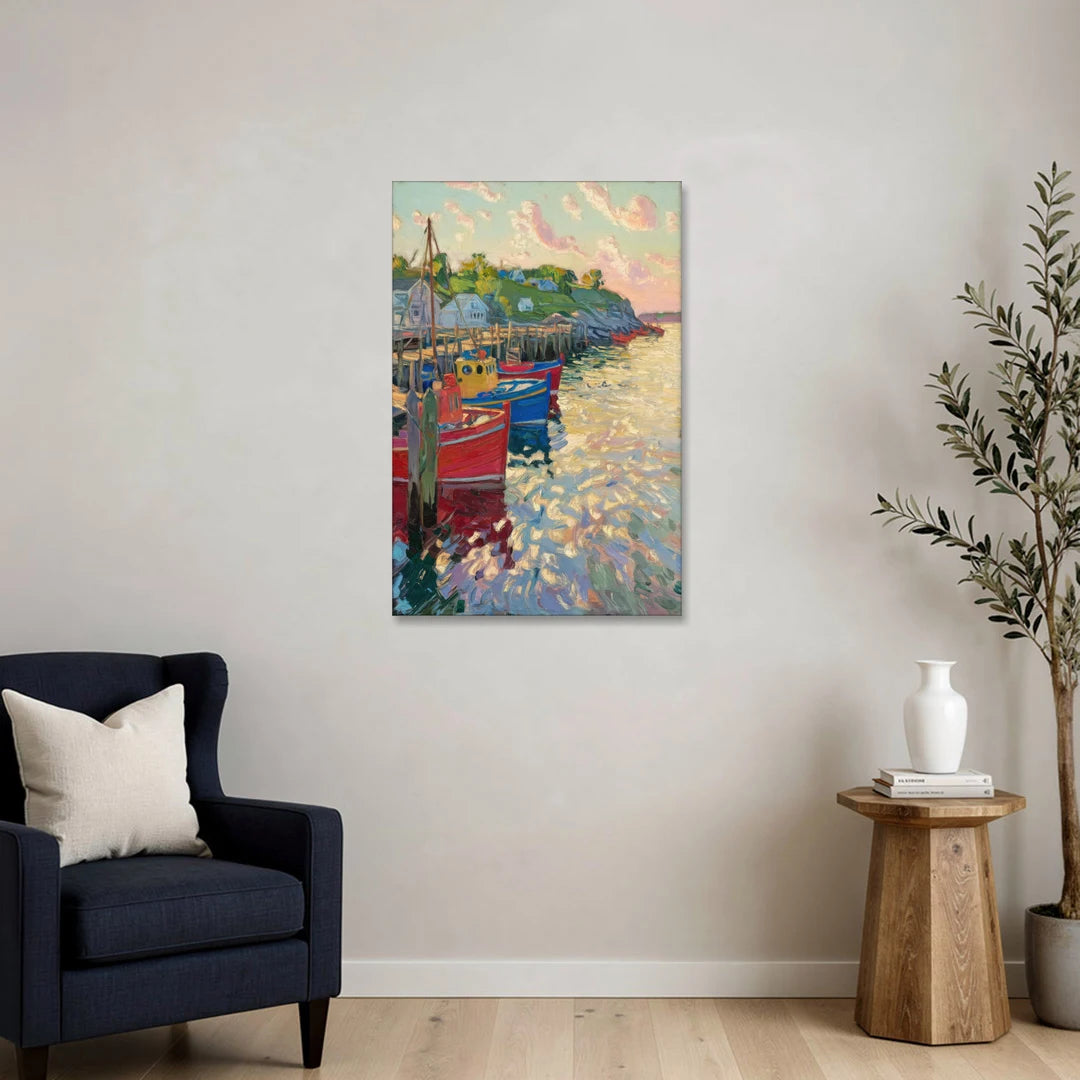 Bar Harbor Lobster Boats Harbor - Canvas Wall Art - Sofa - 24x36
