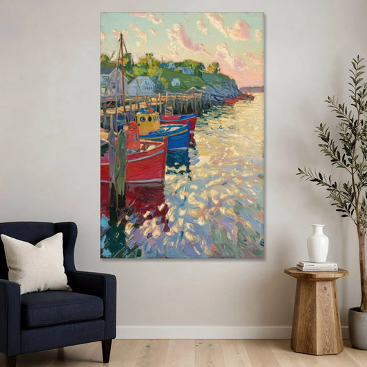 Bar Harbor Lobster Boats Harbor - Canvas Wall Art - Sofa - 40x60