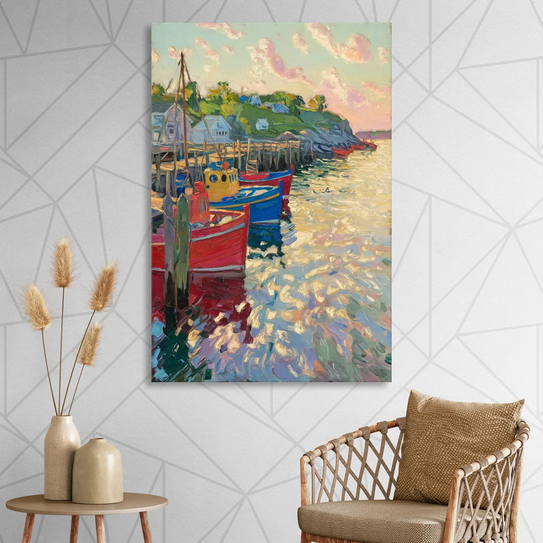 Bar Harbor Lobster Boats Harbor Sitting Room - Canvas Wall Art