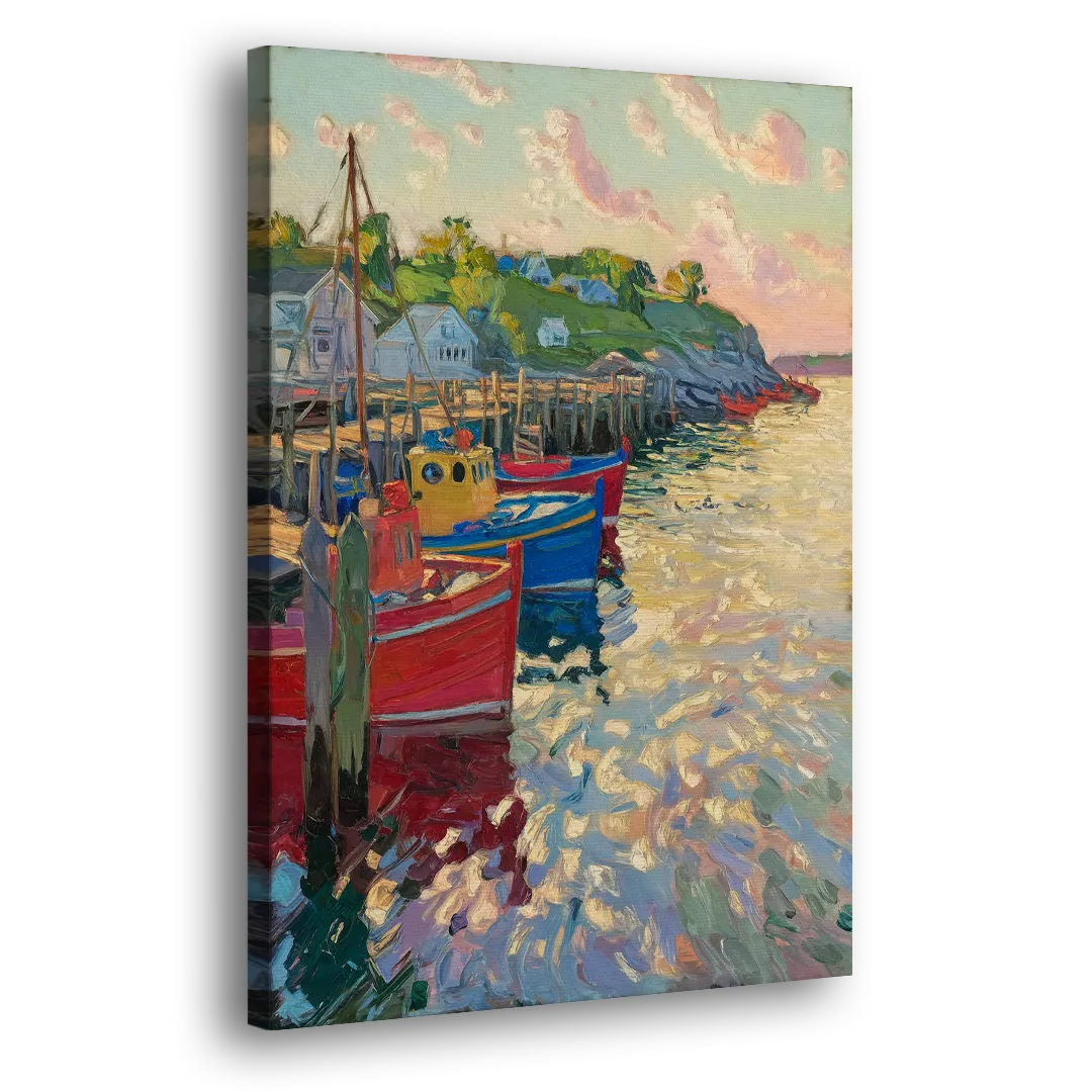 Bar Harbor Lobster Boats Harbor Side - Canvas Wall Art