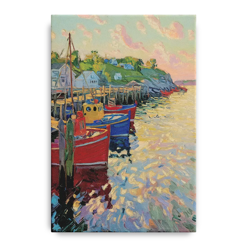 Bar Harbor Lobster Boats Harbor Front - Canvas Wall Art